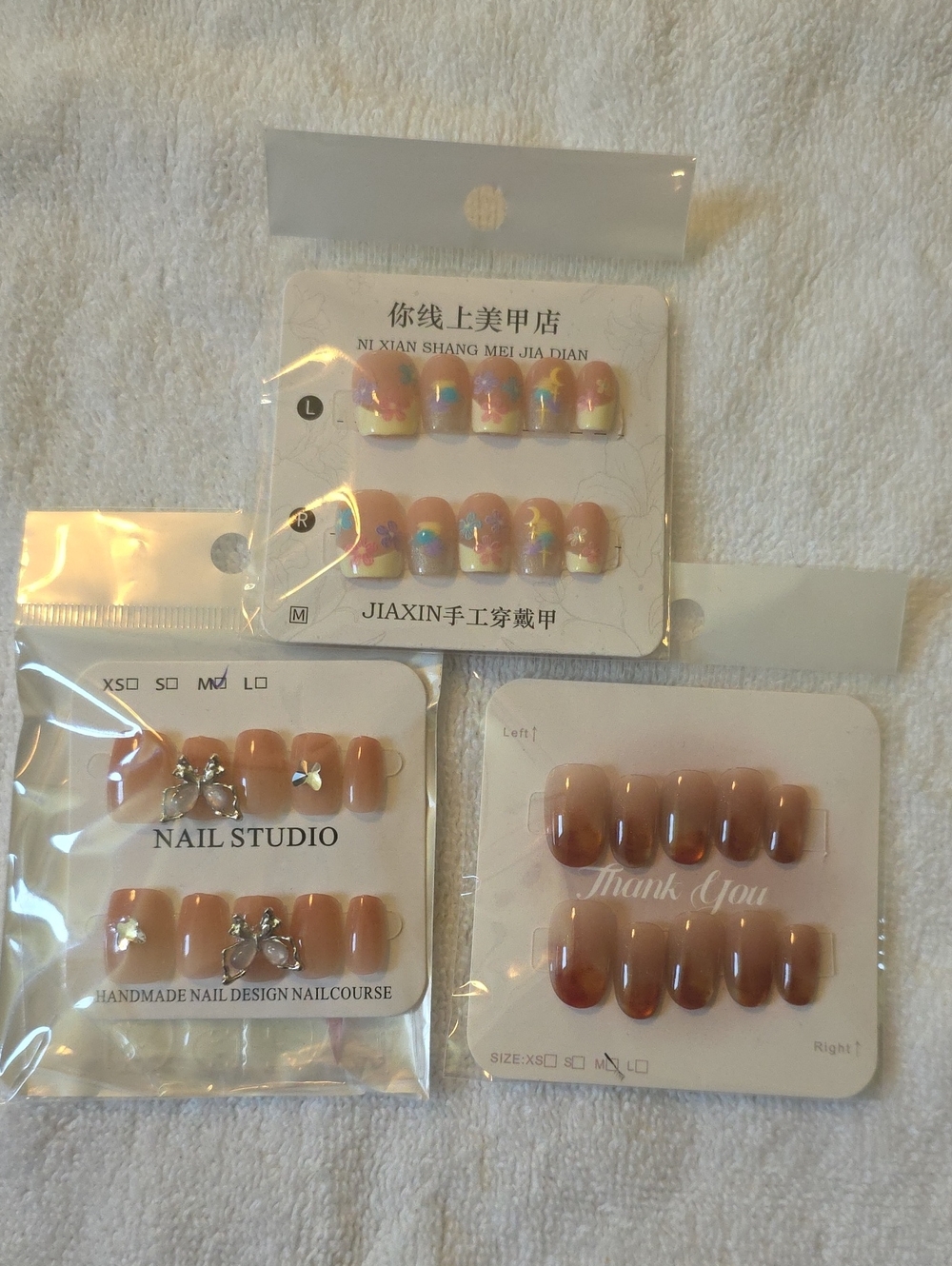 3pk size med press on nails